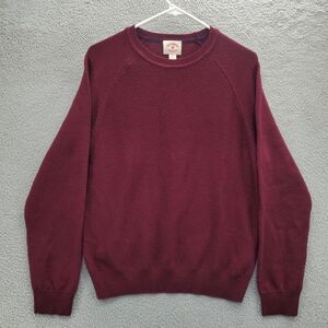 Brooks Brothers Red Fleece Merino Wool Crew Neck Sweater Mens Medium Burgundy